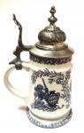 Krug, Bierkrug, Porzellan, Krug mit Zindeckel und Bayrischem Wappen, 0,5L