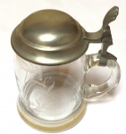 Glaskrug mit Zinndeckel, Bierkrug aus Glas 0,5 Liter  -F2170-