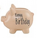 Spardose, Sparschwein Keramik 7,5x6,4cm mit Spruch (H.Birthday)